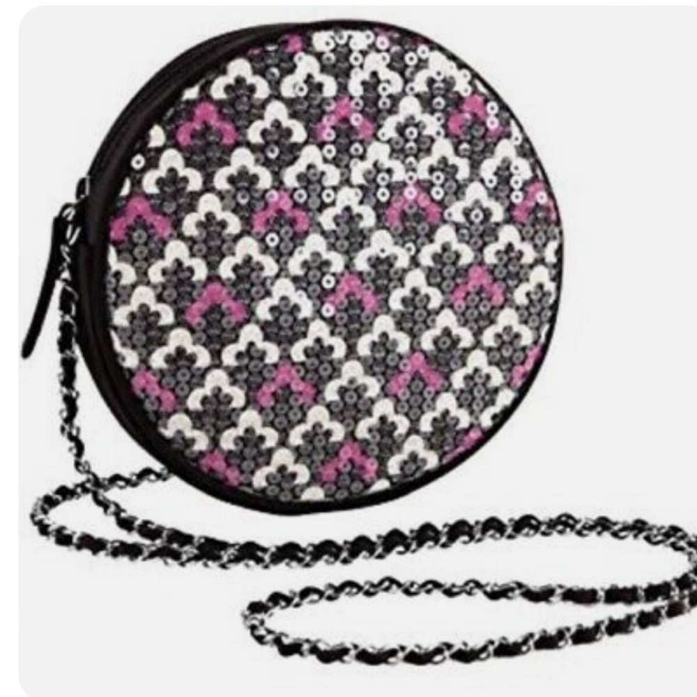 Vera Bradley Canterberry Magenta Shimmer Evening Bag/ Crossbody Bag 6 3/…